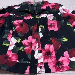 Floral print denim jacket